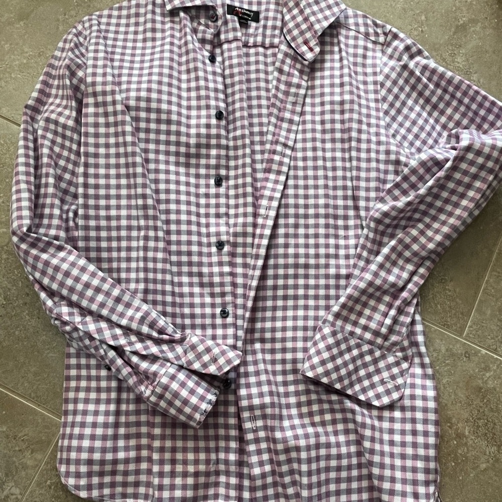 Antthony Lavender and White Checkered Men's Shirt